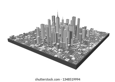 3D model of city. Isolated on white background. Vector illustration.