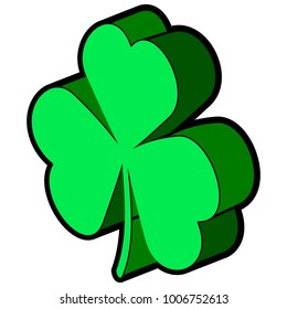 3d model of a clover isolated on white background, Patrick day vector illustration