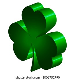 3d model of a clover isolated on white background, Patrick day vector illustration