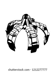 3d model of crane hand on a white background. Drawing