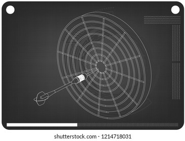 3d model of darts on a black background. Drawing