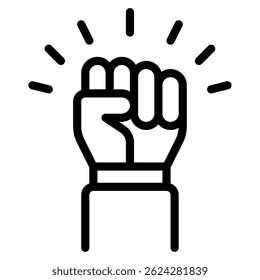 A 3D model depicting a raised fist, symbolizing strength and solidarity, ideal for social activism and motivational content.