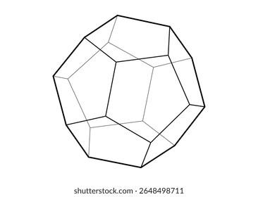Modelo 3D de forma dodecaedro, ilustração vetorial platônica sólida isolada em um fundo branco 