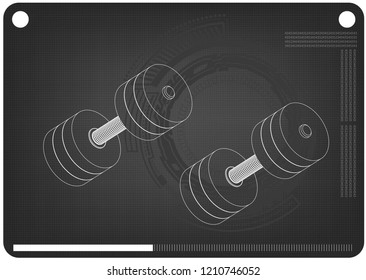 3d model of dumbbells on a black background
