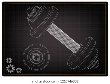 3d model of dumbbells on a black background