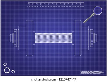 3d model of dumbbells on a blue background
