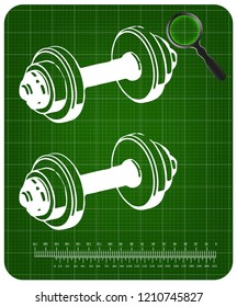 3d model of dumbbells on a green background