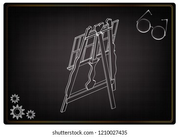 3d model of easel on a black background. Drawing