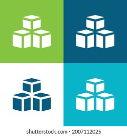 3d Model Flat four color minimal icon set