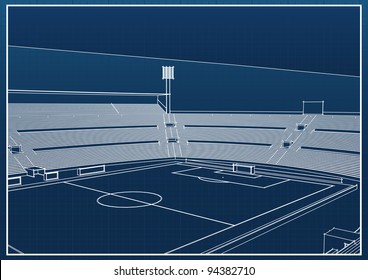 3D model of football - soccer stadium