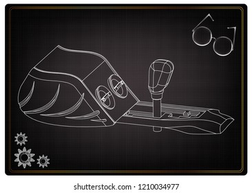 3d model of gearbox on a black background. Drawing