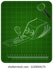 3d model of gearbox on a green background. Drawing