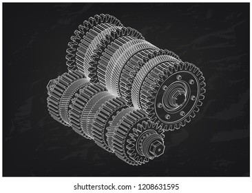 3d model of gears on a black background