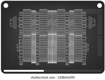 3d model of gears on a black background