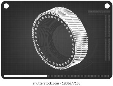 3d model of gears on a black background