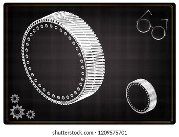 3d model of gears on a black background