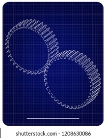 3d model of gears on a blue background