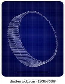 3d model of gears on a blue background