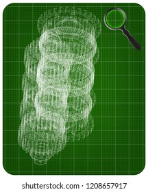 3d model of gears on a green background