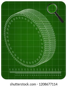 3d model of gears on a green background