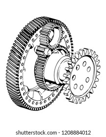3d model of gears on a white background