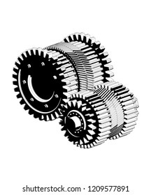 3d model of gears on a white background