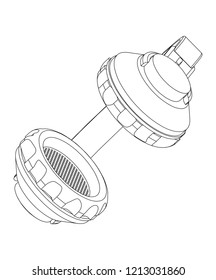 3d model of headphone on a white background. Drawing