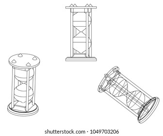 3d model of an hourglass on a white background. Drawing