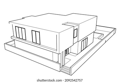 3.d modelo de ilustración de un vector de vivienda