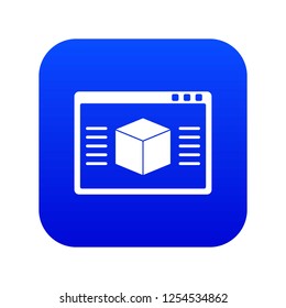 3d model icon digital blue for any design isolated on white vector illustration