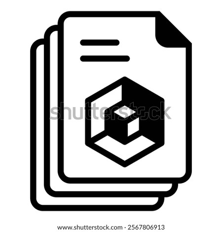 3D Model Icon Element For Design