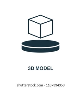 3D Model icon. Monochrome style design from machine learning collection. UX and UI. Pixel perfect 3d model icon. For web design, apps, software, printing usage.
