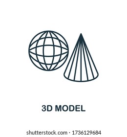 3D Model icon from 3d printing collection. Simple line 3D Model icon for templates, web design and infographics