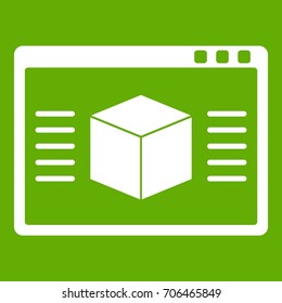 3d model icon white isolated on green background. Vector illustration