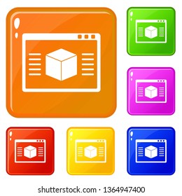 3d model icons set collection vector 6 color isolated on white background