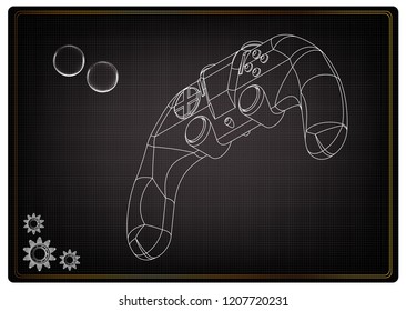 3d model of joystick on a black background. Drawing