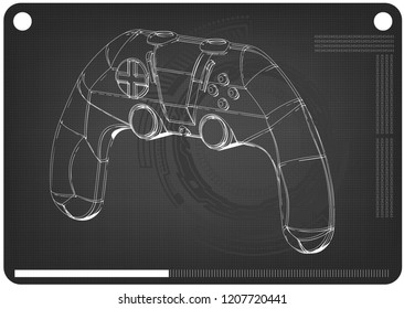 3d model of joystick on a black background. Drawing