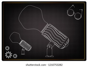 3d model of the lamp on a black background. Drawing
