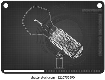 3d model of the lamp on a black background. Drawing