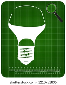 3d model of the lamp on a green background. Drawing