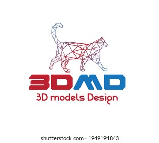 diseño de logotipo de modelo 3d, logotipo de gato