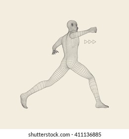 3D Model of Man. Geometric Design. Business, Science and Technology Vector Illustration. Polygonal Covering Skin. Vector Illustration