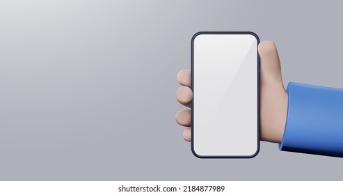 3D model man hand holding smartphone. Vector illustration