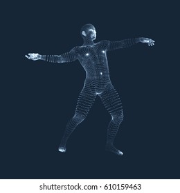3D Model of Man. Human Body. Design Element. Vector Illustration.