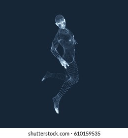 3D Model of Man. Human Body. Design Element. Vector Illustration.