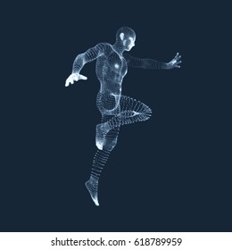 3D Model Of Man. Human Body. Design Element. Vector Illustration.