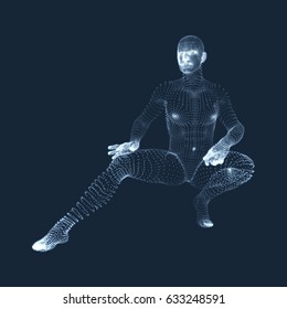 3D Model of Man. Human Body. Design Element. Vector Illustration.