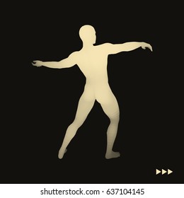 3D Model of Man. Human Body. Design Element. Vector Illustration.
