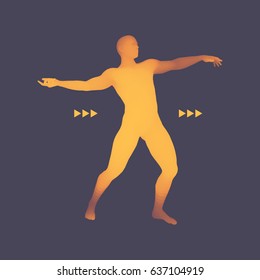 3D-Modell des Menschen. Menschlicher Körper. Design-Element. Vektorgrafik.