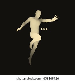 3D Model of Man. Human Body. Design Element. Vector Illustration.